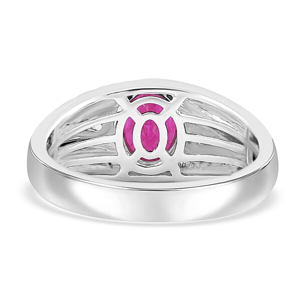 Certified & Appraised Luxoro AAA Montepuez Ruby 2.25 Ctw Solitaire Men's Ring In 14K White Gold 8.46 Grams