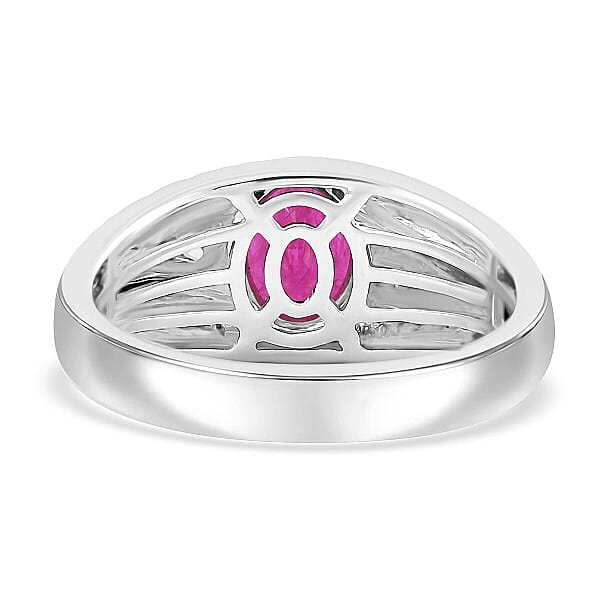 Certified & Appraised Luxoro AAA Montepuez Ruby 2.25 Ctw Solitaire Men's Ring In 14K White Gold 8.46 Grams
