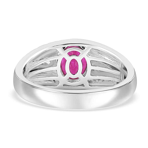Certified & Appraised Luxoro AAA Montepuez Ruby 2.25 Ctw Solitaire Men's Ring In 14K White Gold 8.46 Grams
