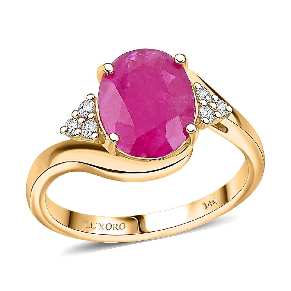 Certified & Appraised Luxoro AAA Montepuez Ruby And I2 Diamond 3.00 Ctw Ring In 14K Yellow Gold