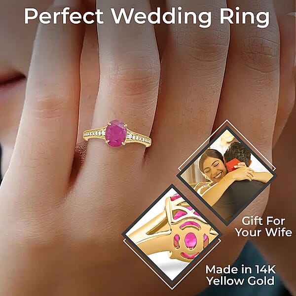 Certified & Appraised Luxoro AAA Montepuez Ruby And Diamond 2.50 Ctw Ring In 14K Yellow Gold Gold Wedding Ring