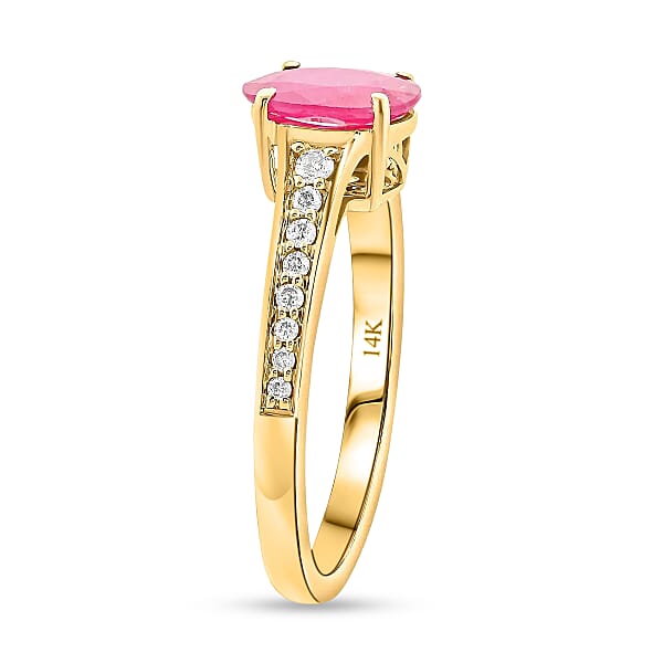 Certified & Appraised Luxoro AAA Montepuez Ruby And Diamond 2.50 Ctw Ring In 14K Yellow Gold Gold Wedding Ring