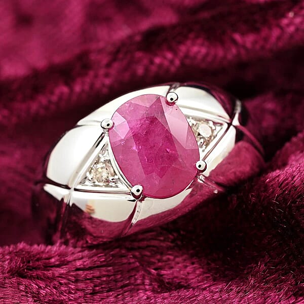 Certified & Appraised Luxoro AAA Montepuez Ruby And I2 Diamond 2.35 Ctw Ring In 14K White Gold 7.50 Grams