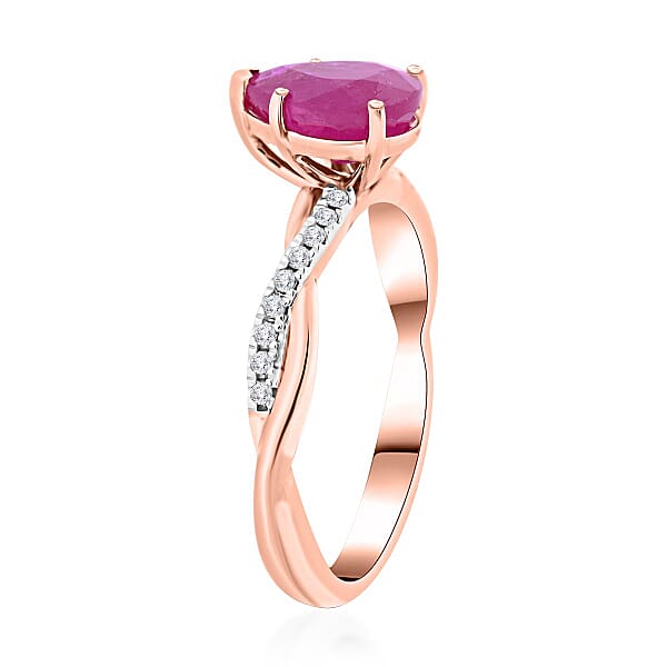 Certified & Appraised Luxoro AAA Montepuez Ruby And G-H I2 Diamond 2.10 Ctw Ring In 14K Rose Gold