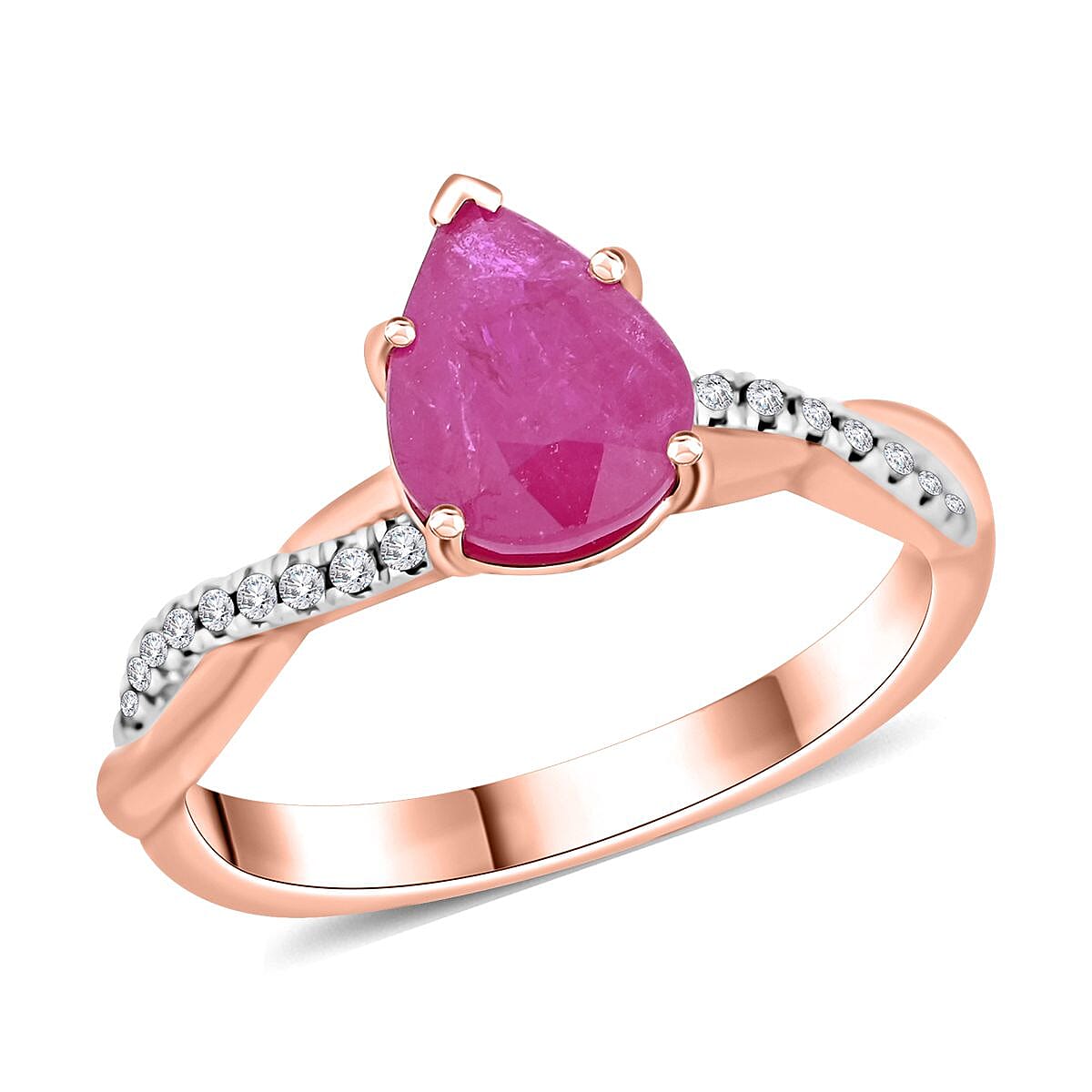Certified & Appraised Luxoro AAA Montepuez Ruby and G-H I2 Diamond 2.10 ctw Ring in 14K Rose Gold