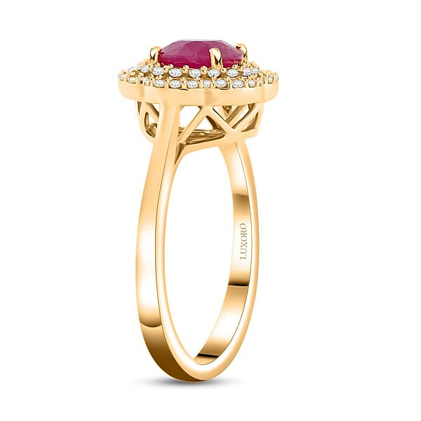 Certified & Appraised Luxoro AAA Montepuez Ruby And I2 Diamond 2.00 Ctw Ring In 14K Yellow Gold 4.10 Grams