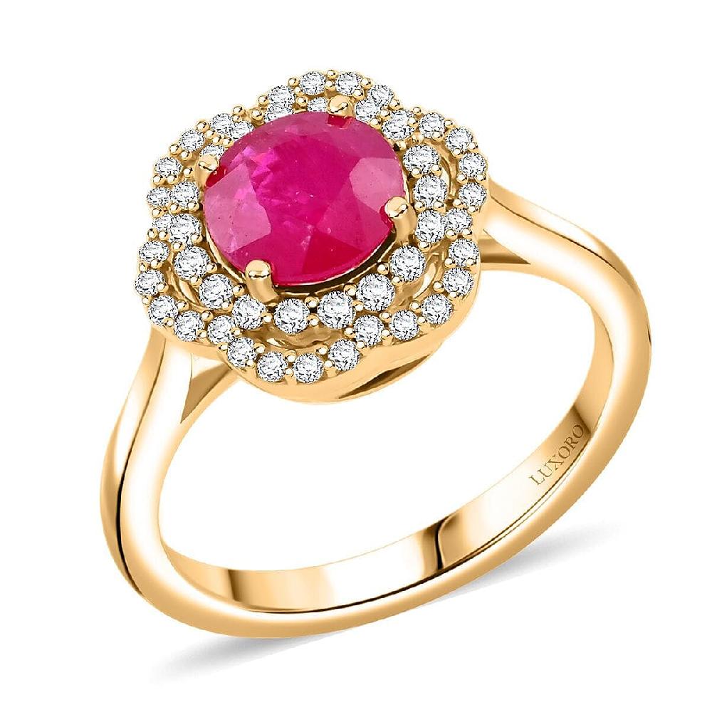 Certified & Appraised Luxoro AAA Montepuez Ruby and I2 Diamond 2.00 ctw Ring in 14K Yellow Gold 4.10 Grams