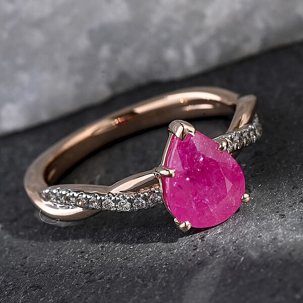 Certified & Appraised Luxoro AAA Montepuez Ruby And G-H I2 Diamond 2.10 Ctw Ring In 14K Rose Gold