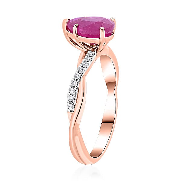 Certified & Appraised Luxoro AAA Montepuez Ruby And G-H I2 Diamond 2.10 Ctw Ring In 14K Rose Gold