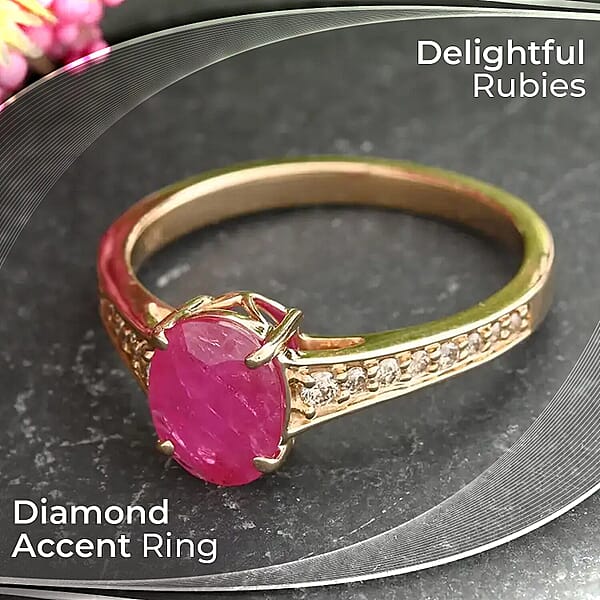 Certified & Appraised Luxoro AAA Montepuez Ruby And Diamond 2.50 Ctw Ring In 14K Yellow Gold Gold Wedding Ring