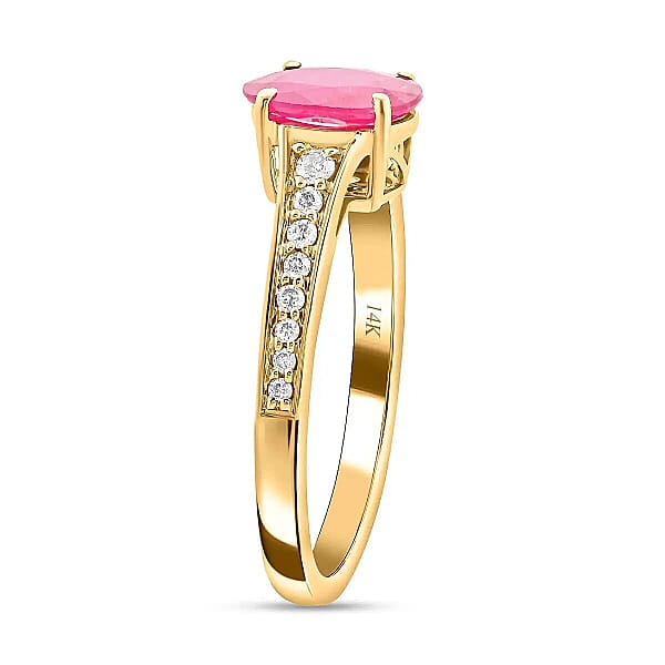 Certified & Appraised Luxoro AAA Montepuez Ruby And Diamond 2.50 Ctw Ring In 14K Yellow Gold Gold Wedding Ring