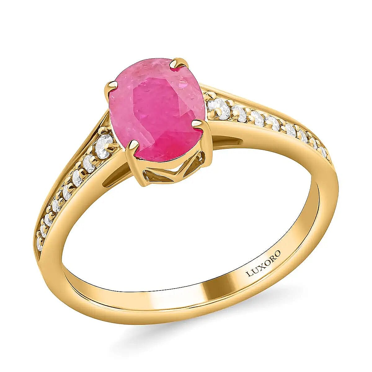Certified & Appraised Luxoro AAA Montepuez Ruby and Diamond 2.50 ctw Ring in 14K Yellow Gold Gold Wedding Ring