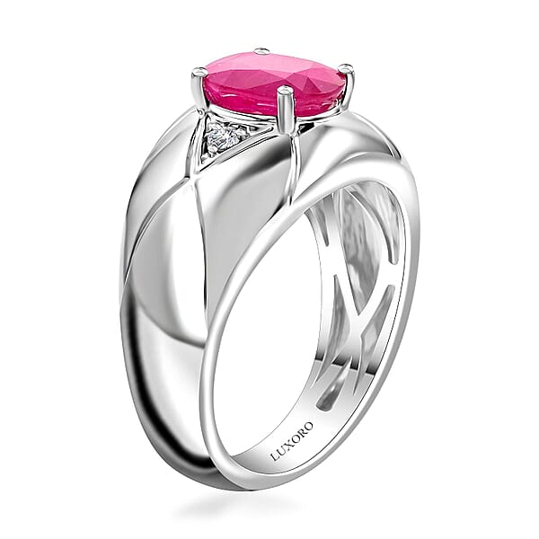 Certified & Appraised Luxoro AAA Montepuez Ruby And I2 Diamond 2.35 Ctw Ring In 14K White Gold 7.50 Grams