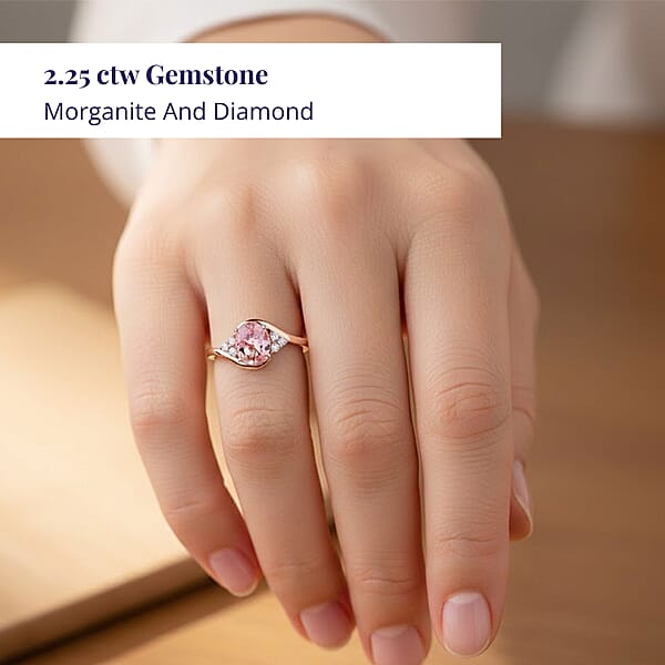 Certified & Appraised Luxoro AAA Morganite And G-H I2 Diamond 2.25 Ctw Ring In 10K Rose Gold