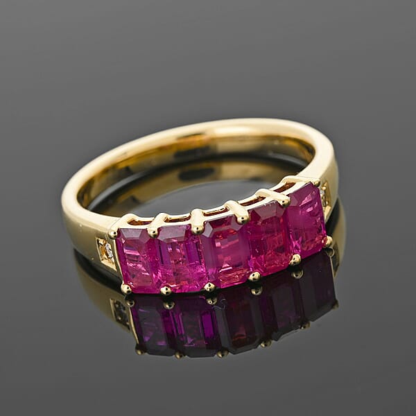 Certified & Appraised Luxoro AAA Mozambique Ruby And G-H I2 Diamond 1.50 Ctw Ring In 14K Yellow Gold