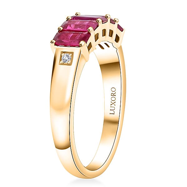 Certified & Appraised Luxoro AAA Mozambique Ruby And G-H I2 Diamond 1.50 Ctw Ring In 14K Yellow Gold