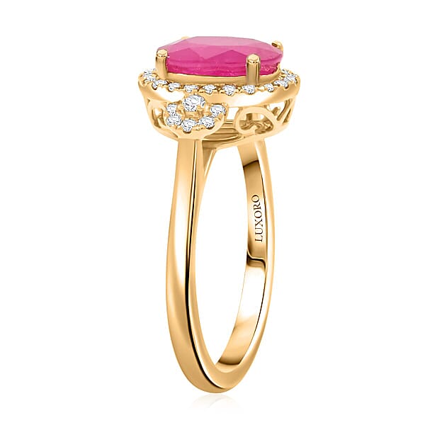 Certified & Appraised Luxoro AAA Mozambique Ruby And I2 Diamond 2.50 Ctw Ring In 14K Yellow Gold