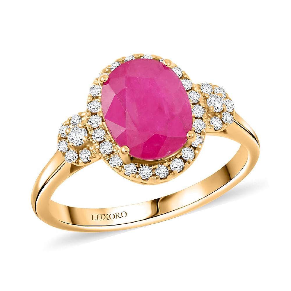 Certified & Appraised Luxoro AAA Mozambique Ruby And I2 Diamond 2.50 Ctw Ring In 14K Yellow Gold