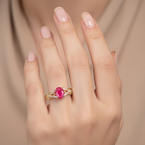Certified & Appraised Luxoro AAA Mozambique Ruby And G-H I2 Diamond 1.50 Ctw Ring In 14K Yellow Gold