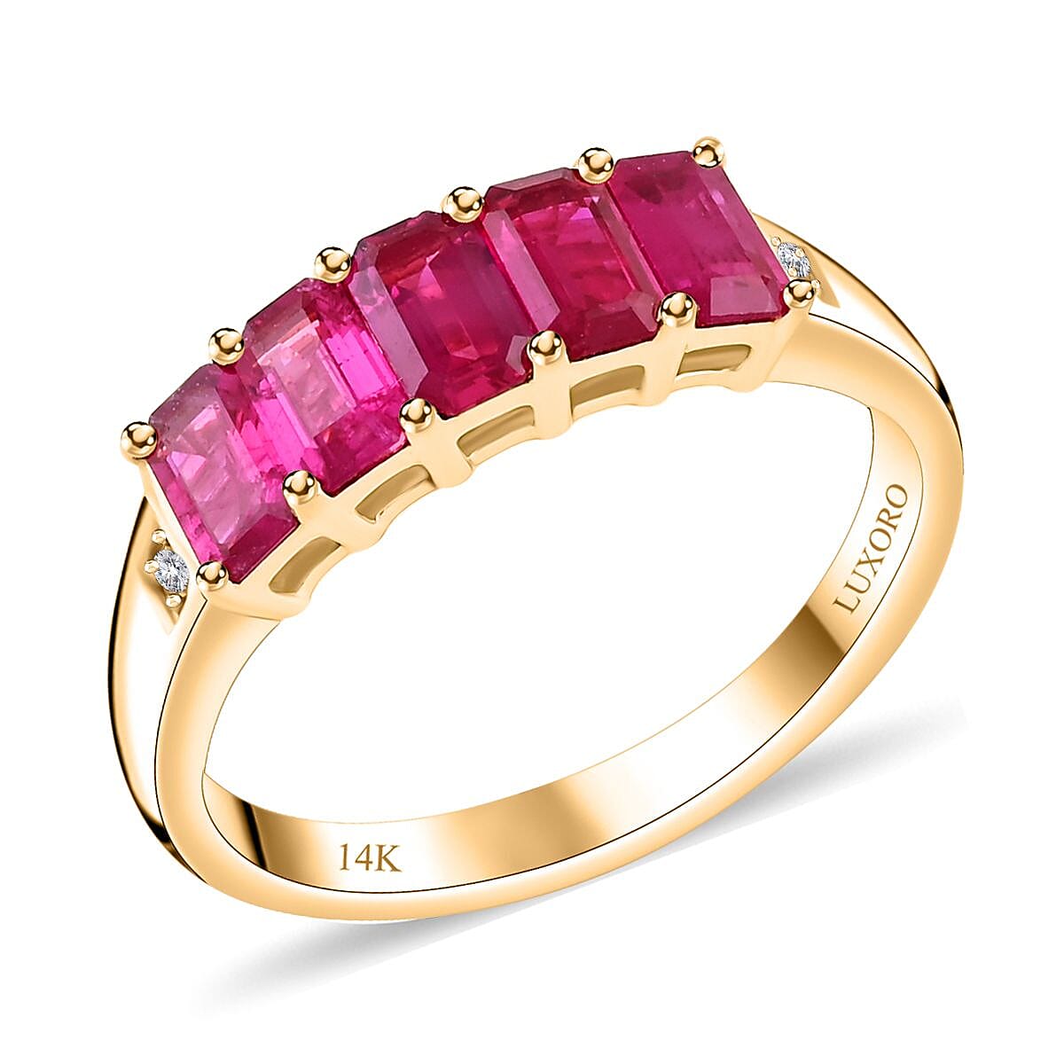 Certified & Appraised Luxoro AAA Mozambique Ruby And G-H I2 Diamond 1.50 Ctw Ring In 14K Yellow Gold