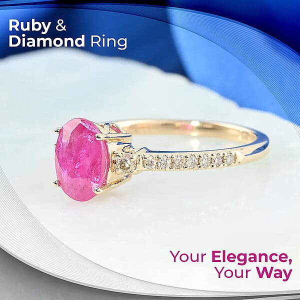 Certified & Appraised Luxoro AAA Mozambique Ruby Ring 14K Yellow Gold Ring Diamond Accent Ring Gold Jewelry 1.60 Ctw