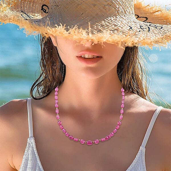 Certified & Appraised Luxoro AAA Niassa Ruby (FF) 105.00 Ctw Beaded Necklace 14K Yellow Gold 18-20 Inches