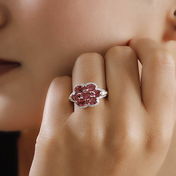Certified & Appraised Luxoro AAA Ouro Fino Rubellite And G-H I2 Diamond 3.55 Ctw Ring In 10K Yellow Gold 4.20 Grams