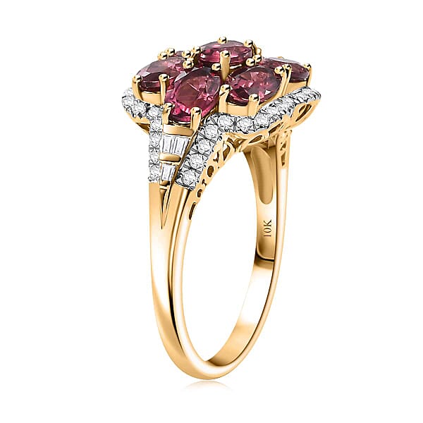 Certified & Appraised Luxoro AAA Ouro Fino Rubellite And G-H I2 Diamond 3.55 Ctw Ring In 10K Yellow Gold 4.20 Grams