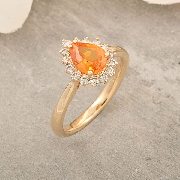 Certified & Appraised Luxoro AAA Outomongu Spessartine Garnet And G-H I2 Diamond 1.70 Ctw Ring In 10K Yellow Gold