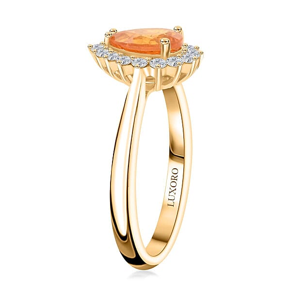 Certified & Appraised Luxoro AAA Outomongu Spessartine Garnet And G-H I2 Diamond 1.70 Ctw Ring In 10K Yellow Gold