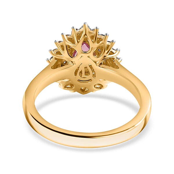 Certified & Appraised Luxoro AAA Padparadscha Sapphire And G-H I2 Diamond 1.25 Ctw Ring In 14K Yellow Gold