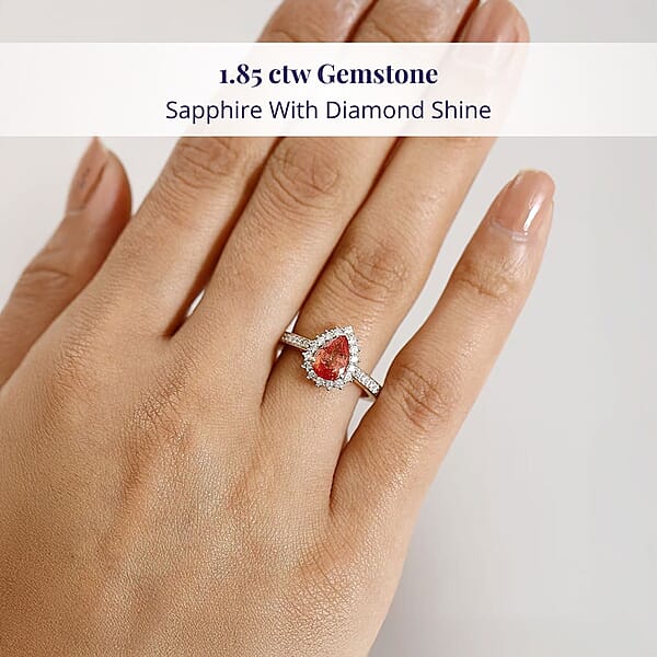 Certified & Appraised Luxoro AAA Padparadscha Sapphire (BT) 6.0) And I2 Diamond 1.85 Ctw Halo Ring In 14K Yellow Gold