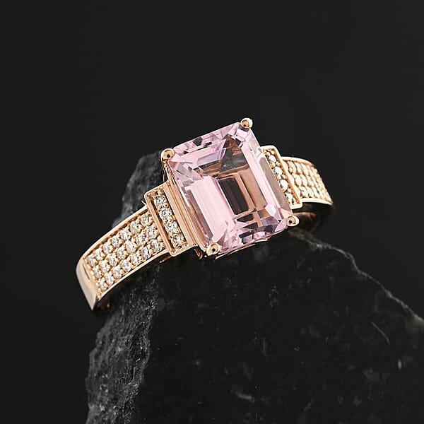 Certified & Appraised Luxoro AAA Palmeiras Pink Morganite And G-H I2 Diamond 2.50 Ctw Ring In 10K Rose Gold
