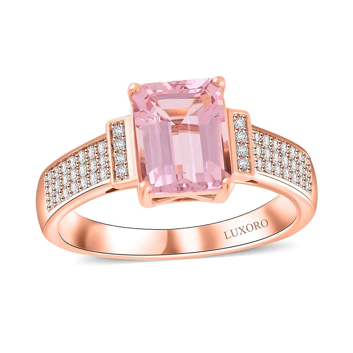 Certified & Appraised Luxoro AAA Palmeiras Pink Morganite and G-H I2 Diamond 2.50 ctw Ring in 10K Rose Gold