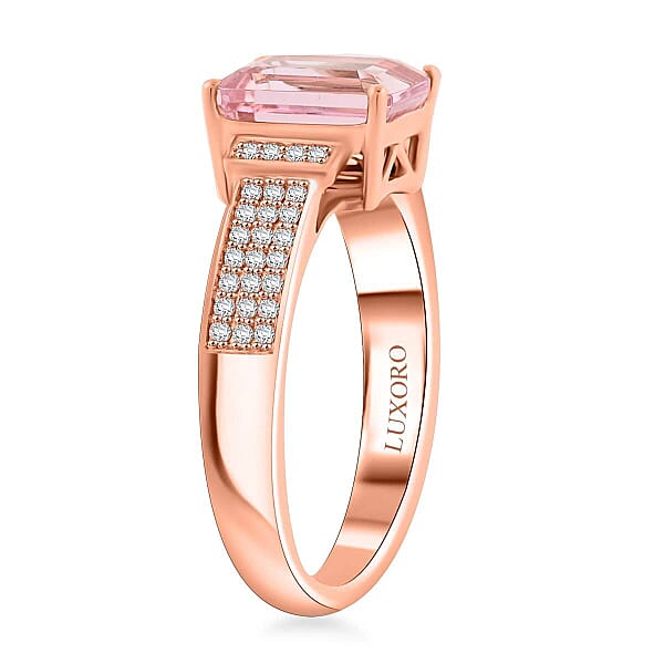 Certified & Appraised Luxoro AAA Palmeiras Pink Morganite And G-H I2 Diamond 2.50 Ctw Ring In 10K Rose Gold
