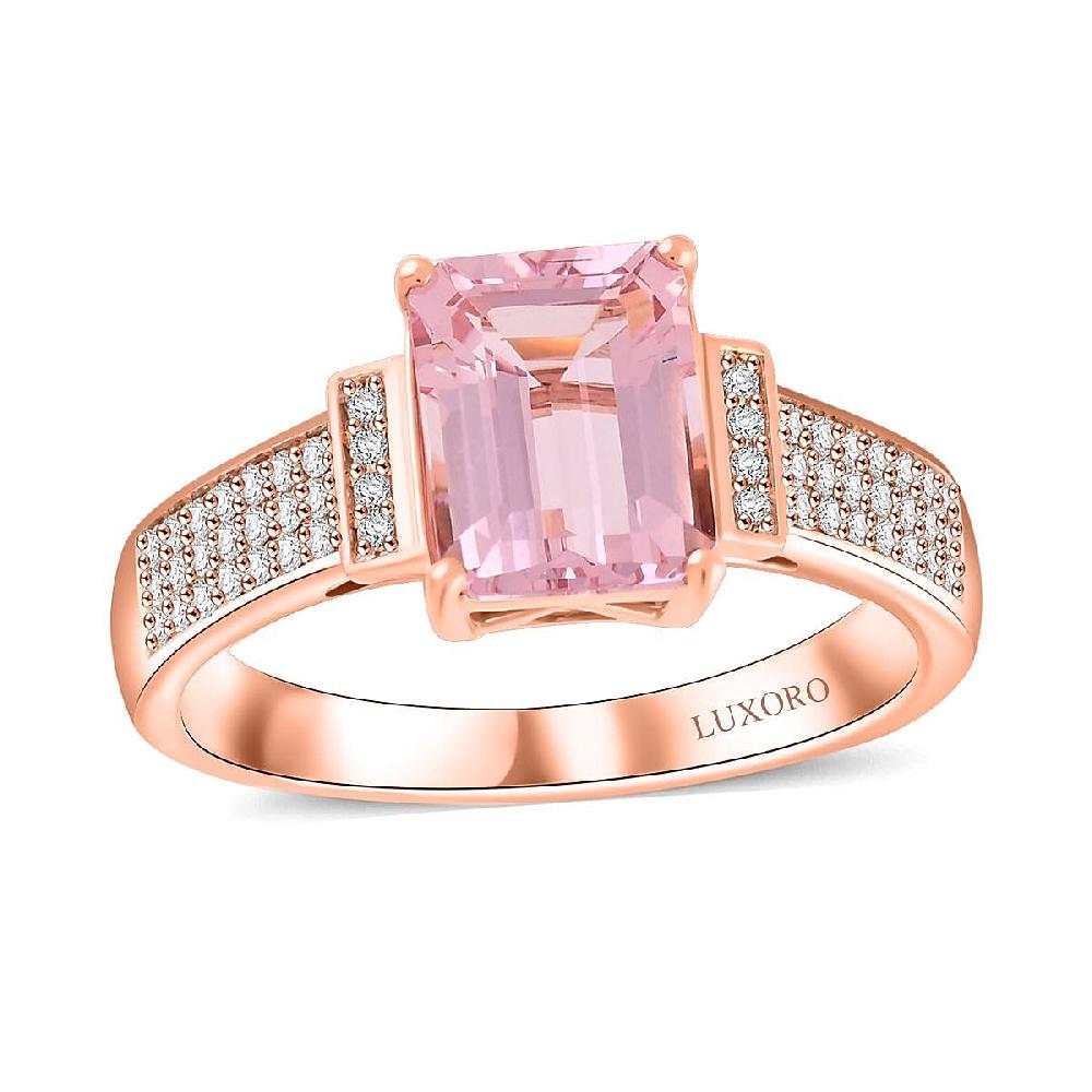 Certified & Appraised Luxoro AAA Palmeiras Pink Morganite and G-H I2 Diamond 2.50 ctw Ring in 10K Rose Gold