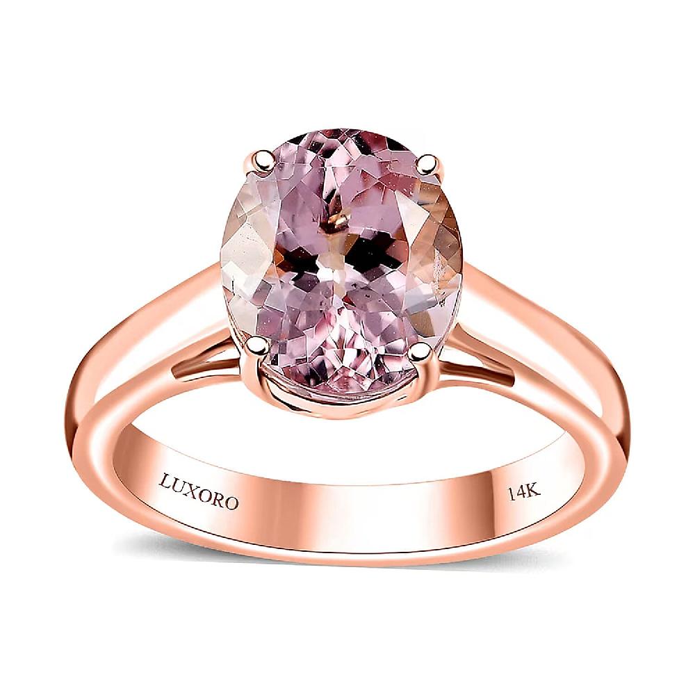 Certified & Appraised Luxoro AAA Pink Morganite 3.00 ctw Solitaire Ring in 14K Rose Gold