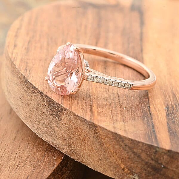 Certified & Appraised Luxoro AAA Pink Morganite And G-H I2 Diamond 2.40 Ctw Ring In 14K Rose Gold