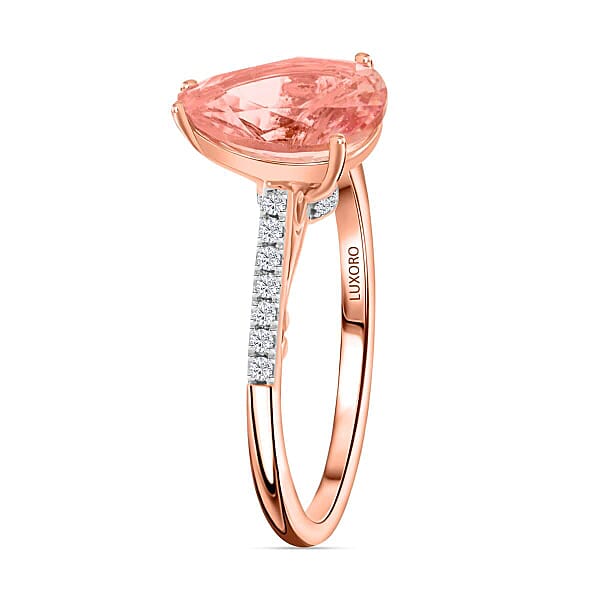 Certified & Appraised Luxoro AAA Pink Morganite And G-H I2 Diamond 2.40 Ctw Ring In 14K Rose Gold