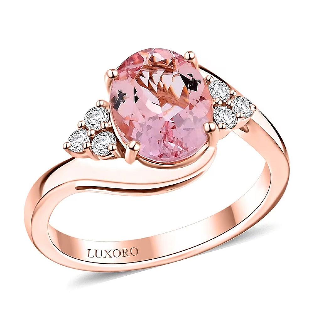 Certified & Appraised Luxoro AAA Pink Morganite and G-H I2 Diamond 2.25 ctw Ring in 10K Rose Gold