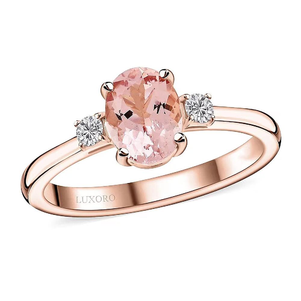 Certified & Appraised Luxoro AAA Pink Morganite and G-H I2 Diamond Ring in 10K Rose Gold 1.35 ctw