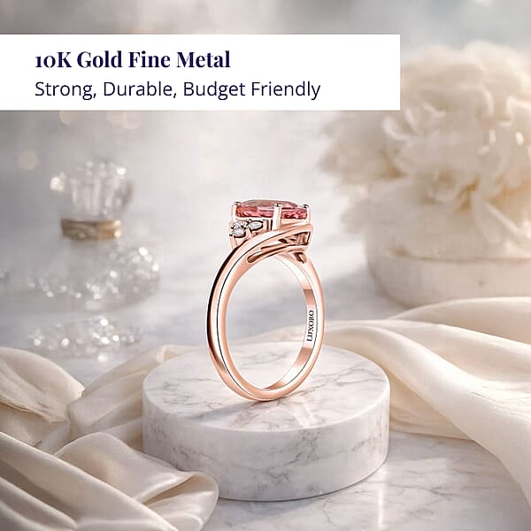 Certified & Appraised Luxoro AAA Pink Morganite And G-H I2 Diamond 2.25 Ctw Ring In 10K Rose Gold