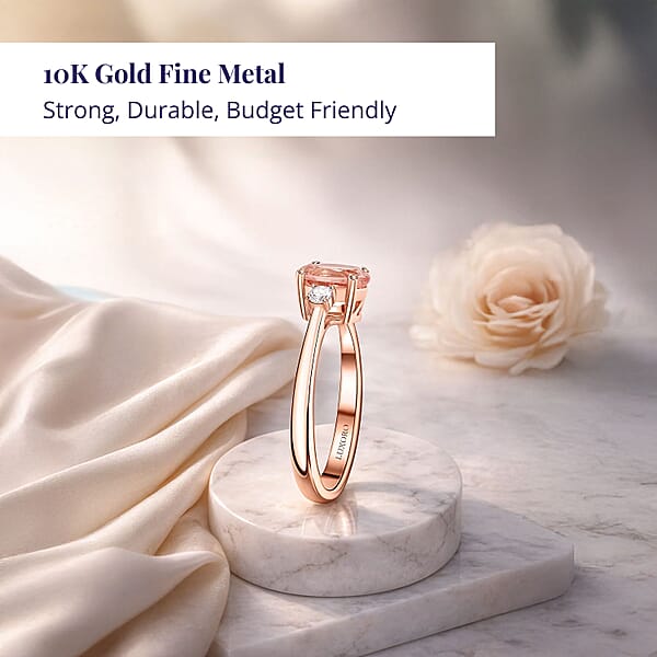 Certified & Appraised Luxoro AAA Pink Morganite And G-H I2 Diamond 3.50 Ctw Ring In 10K Rose Gold