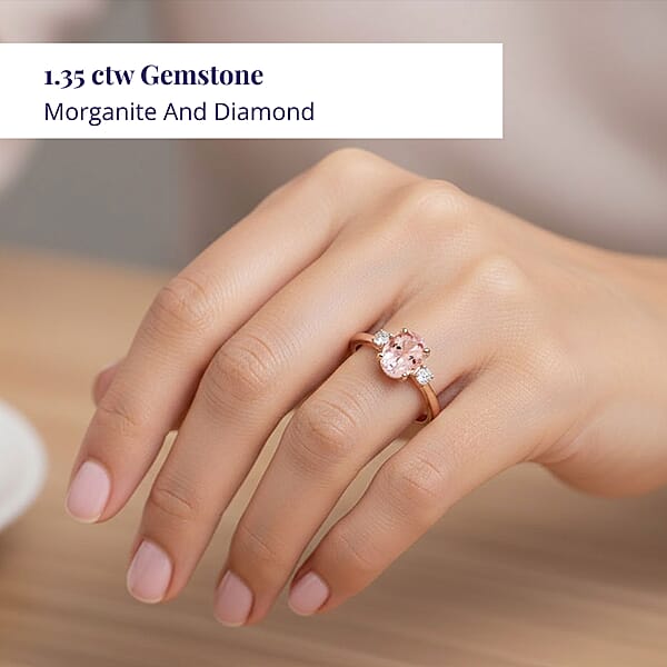 Certified & Appraised Luxoro AAA Pink Morganite And G-H I2 Diamond Ring In 10K Rose Gold 1.35 Ctw