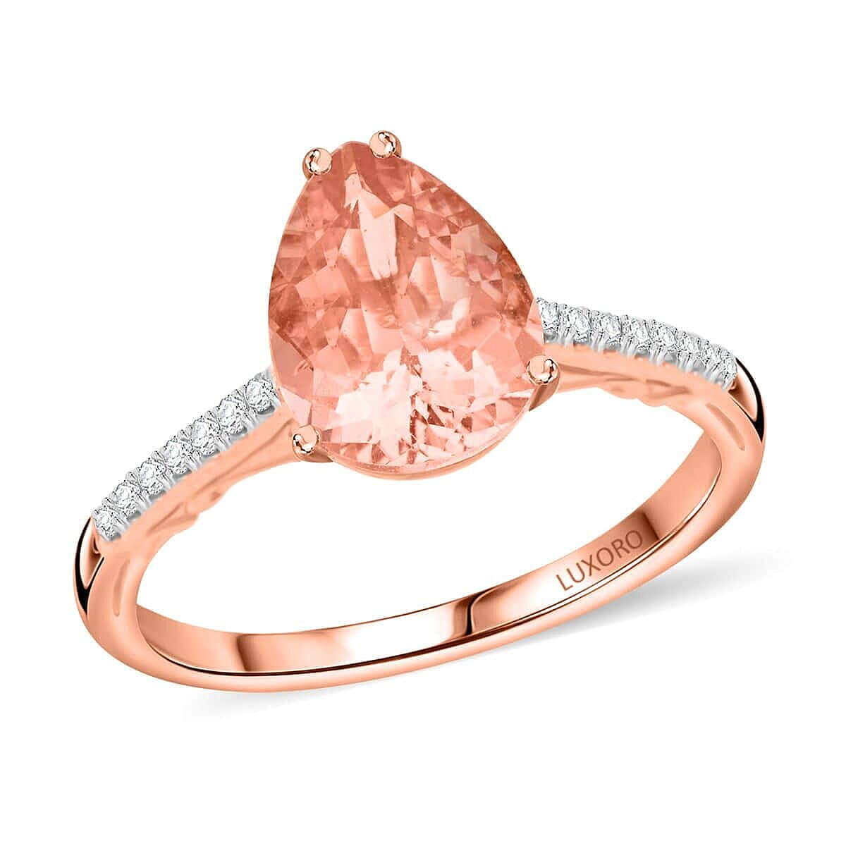 Certified & Appraised Luxoro AAA Pink Morganite and G-H I2 Diamond 2.40 ctw Ring in 14K Rose Gold