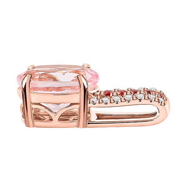 Certified & Appraised Luxoro AAA Pink Morganite Padparadscha Sapphire And G-H I2 Diamond Pendant Without Chain In 10K Rose Gold 2.75 Ctw