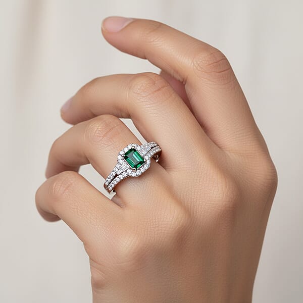 Certified & Appraised Luxoro AAA Pirineu Lagoon Tourmaline And G-H I2 Diamond 1.30 Ctw Art Deco Ring In 10K White Gold