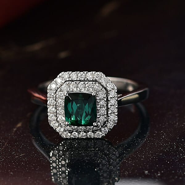 Certified & Appraised Luxoro AAA Pirineu Lagoon Tourmaline And I2 Diamond 1.18 Ctw Ring In 10K White Gold