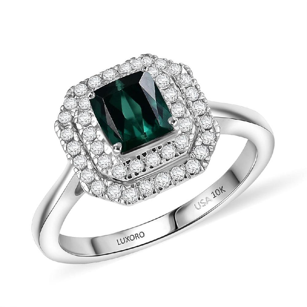 Certified & Appraised Luxoro AAA Pirineu Lagoon Tourmaline and I2 Diamond 1.18 ctw Ring in 10K White Gold
