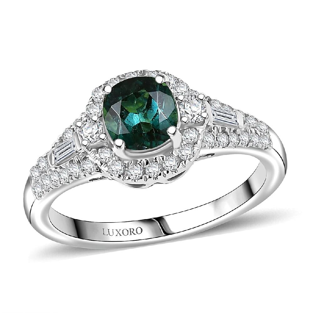 Certified & Appraised Luxoro AAA Pirineu Lagoon Tourmaline and I2 Diamond 1.33 ctw Ring in 10K White Gold